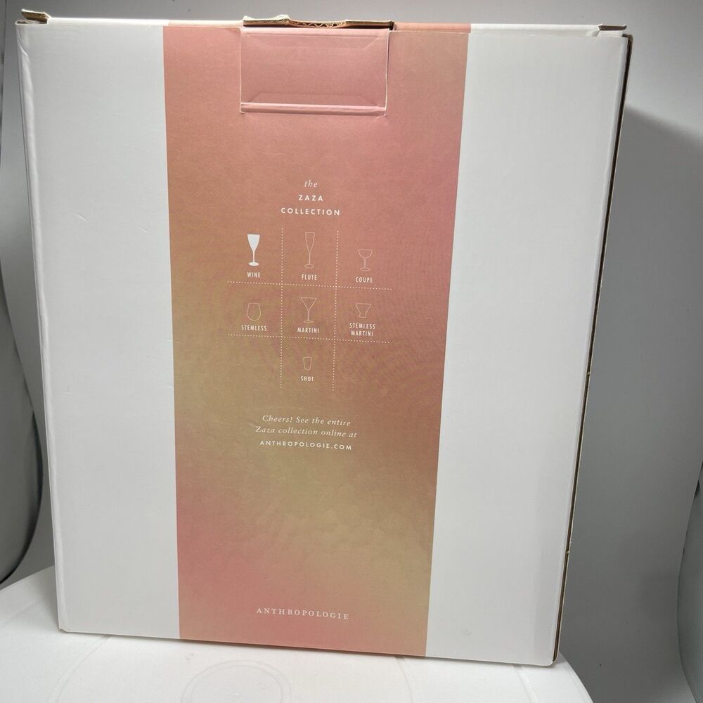 Anthropologie The Zaza Collection Wine Glasses - Honey Luster Gold Rim Set of 2 - Picture 3 of 8